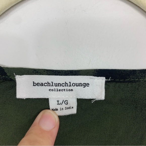 Beachlunchlounge Tiered Green Black Tie Dye Blouse Size Large - Picture 2 of 10